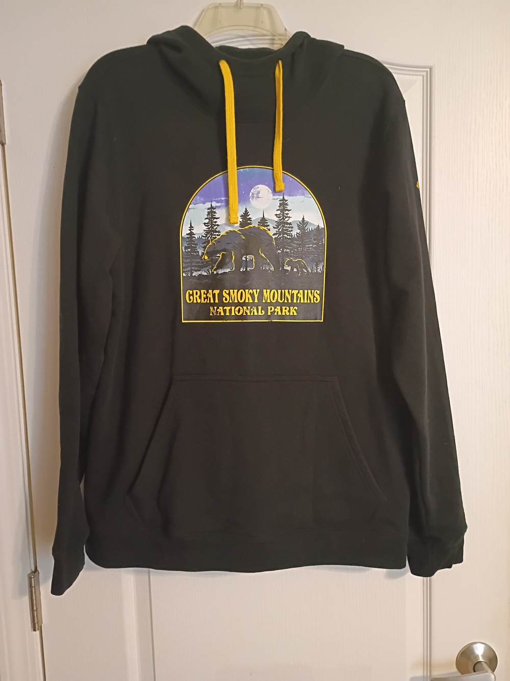 Great Smoky Mountains National Park Black Hoodie with Yellow Drawcords